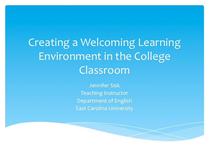 "Welcoming Learning Environment PowerPoint" (Click for pdf)