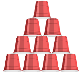 Cups stacked in a pyramid